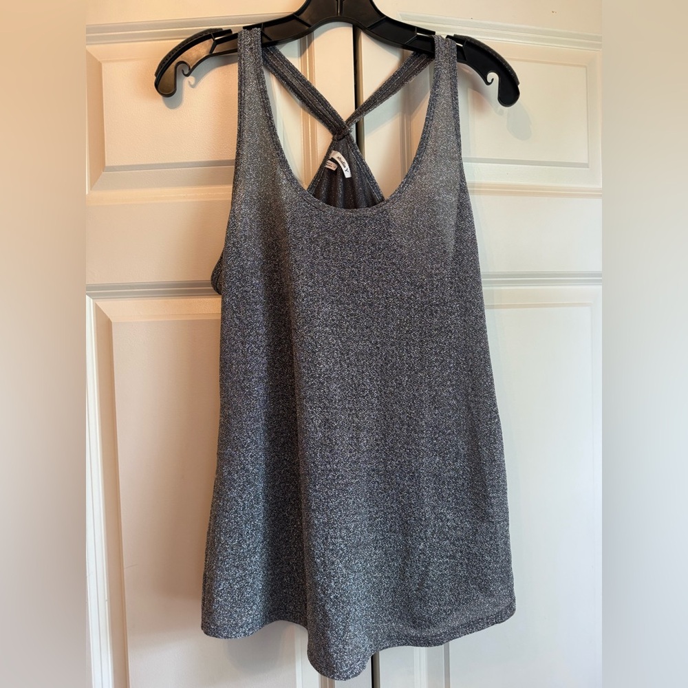 Studio Y Gray Sparkly Racerback Tank Top